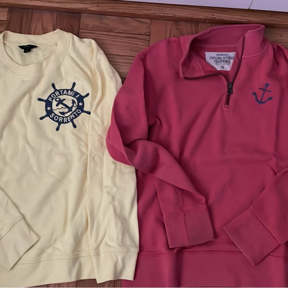 2 pc womens jcrew s and crewcuts kids size 14 sweatshirt 1/4 zip